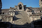 Angkor Wat temple, the central group 'Bakan' interrupted by stairs ascending in a single flight of steps to the top level. 